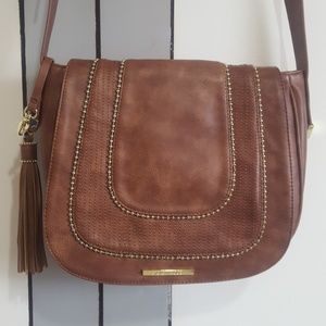 Steve Madden brown faux leather fringe purse